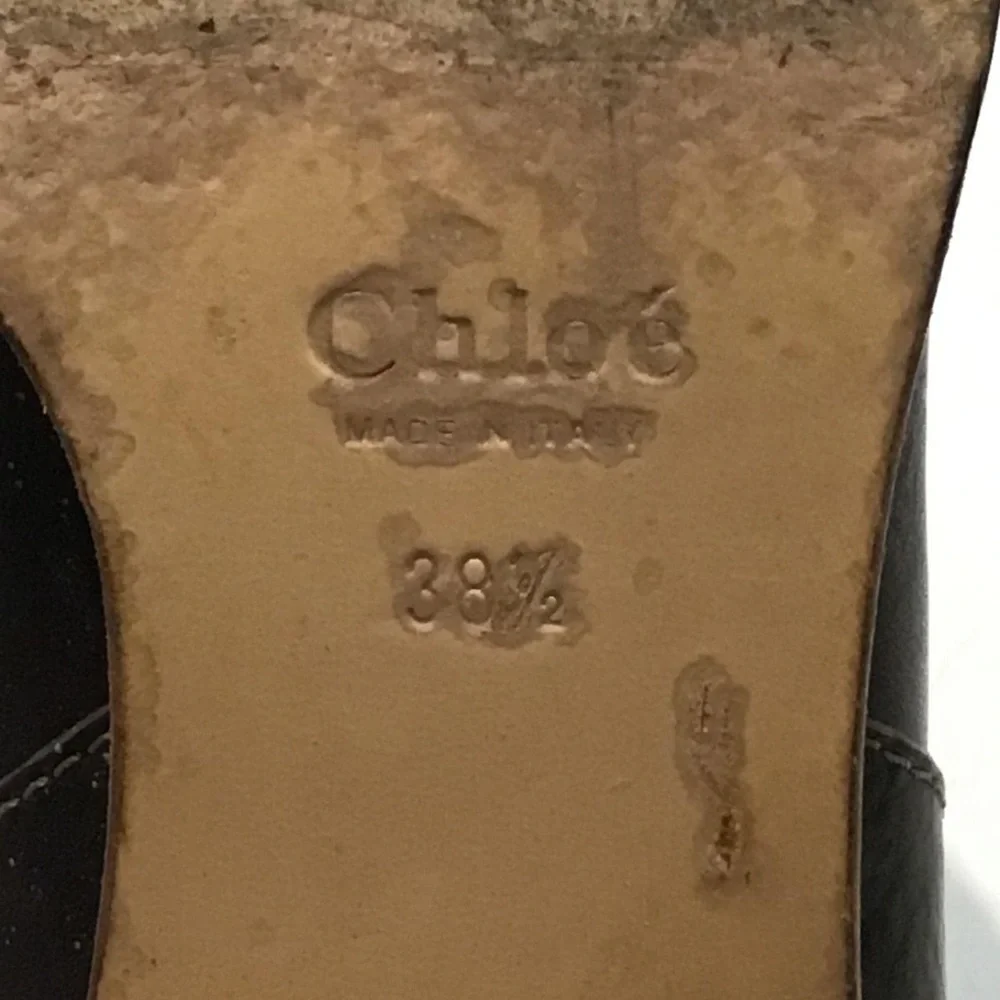Women’s Chloe Paddington Elegant Brown Pebble Grain Leather Knee-High Boots 38.5